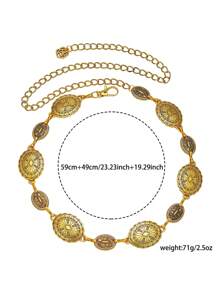 1pc Fashionable Zinc Alloy Geometric Pattern Waist Chain Suitable For Women Everyday Wear