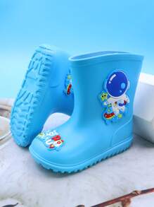 1 Pair Cartoon Astronaut Design Children Rain Boots, Lightweight Comfortable Non-Slip Outdoor Sports Waterproof Boots For Boys And Girls, Suitable For Rainy Days And School Activities