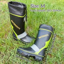 Unisex Rain Boots, Black & Green, Outdoor Fishing Shoes, Tall Rain Boots, Steel Studded Wellies - Black - View 18