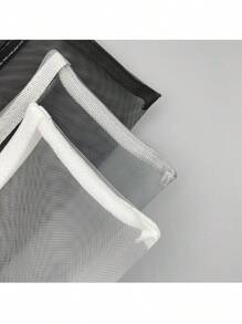 3 Pieces Clear Pencil Pouch Makeup Bags With Zipper Nylon Mesh Pen Pouch Pencil Case Stationery Storage Bag For School&Office Supplies Cosmetics Travel Accessories (Black, White, Grey), Back To School, School Supplies, Pencil Pouch, School Bag