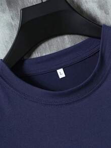 playeras de hombre,   Cuello redondo de verano casual hombre estampado esqueleto oso camiseta de manga corta blusa - Azul Marino - Ver 3