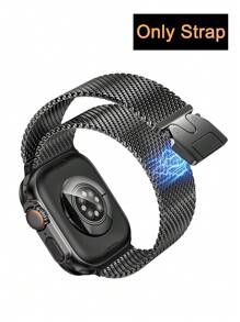 1 Pieza Correa deportiva magnética unisex estilo Milanese Loop compatible con Apple Watch de 38mm, 40mm, 41mm, 42mm, 44mm, 45mm, 49mm, S10 de 42mm y 46mm. Brazalete de moda casual para hombres, ajustable, de acero inoxidable, resistente al agua y transpirable, para uso diario, fiestas, verano. Accesorio de reloj inteligente, regalo para el Día del Padre, vacaciones para hombres y mujeres.