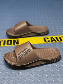 夏季男士拖鞋时尚户外凉鞋EVA防滑浴室拖鞋柔软舒适家居拖鞋女士沙滩人字拖情侣室内鞋 - 咖啡 - 查看 1