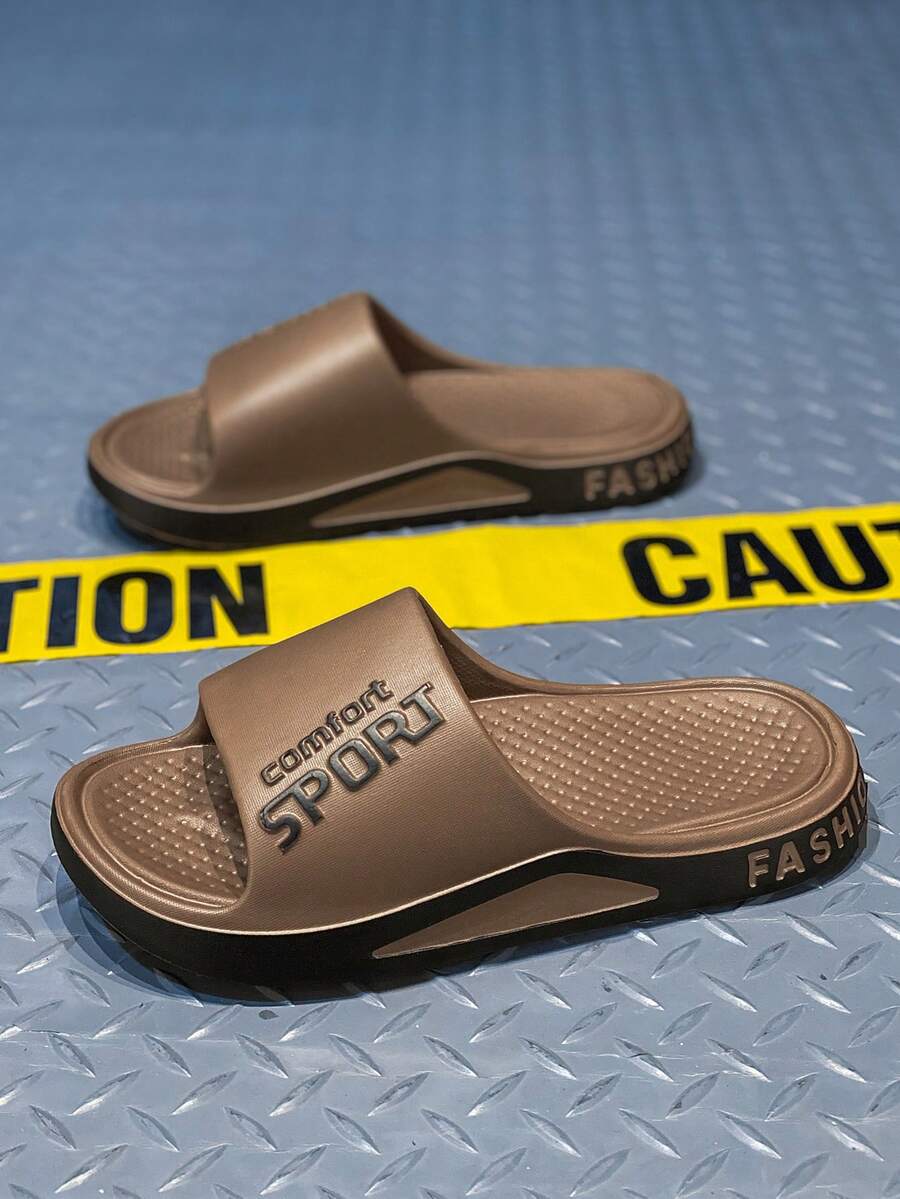 夏季男士拖鞋时尚户外凉鞋EVA防滑浴室拖鞋柔软舒适家居拖鞋女士沙滩人字拖情侣室内鞋 - 咖啡 - 查看 1