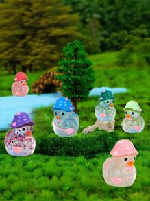 100/50/20/10/1pc Luminous Flash Mini Ducks, Miniature Duck With Hats, Fluorescence Fairy Garden Decoration, Cute Animals Micro Landscape,Desktop Decoration Accessories Home Decor