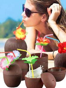 1 pièce Tasse en coquille de noix de coco polie pour la fête hawaïenne, tasse en noix de coco réutilisable pour le dessert, la crème glacée, convenant pour les mariages, les fêtes de graduation, les fêtes d'été près de la piscine