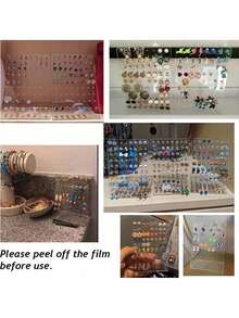 1 Pack 72 Holes Acrylic Earring Holder Organizer Ear Studs Jewelry Storage Display Rack Showcase Earrings Display Stand Earring Storage For Selling Retail Marketing Personal For Women Storage Organizer Travel Essentials Back To School Dormitory Storage,Room Decor - Clear - View 9