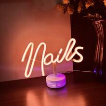 Luz de letreiro LED neon, luz de decoração para salão de beleza com base de toque, lâmpada de atmosfera para design de unhas
