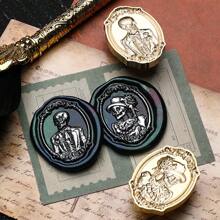1pc NEW DARK SERIES Series Wax Seal Stamp, Vintage Sealing Stamp Head, Removable Brass Material, Fire Paint Seal Head For Wedding Invitations Gift Packaging Scrapbooking, DIY Handmade Gift Decoration, Cutting And Pasting Invitation Letter School Supplies, Back To School