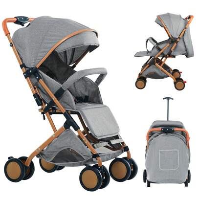 Passeggino per bambini, passeggino 3 in 1, passeggino leggero e compatto, passeggino pieghevole compatto, schienale regolabile in posizione sdraiata, con cestino, sistema di chiusura rapida, zanzariera, spallacci, capacità di carico: 30 kg