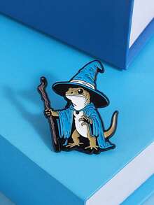 1pc Lizard Wizard Enamel Badge, Punk Gothic Blue Animal Metal Brooch, Decorative For Backpack, Clothes, Lapel, Unique Jewelry Gift - Multicolor - View 8