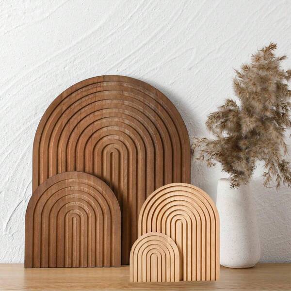 1pc Decorative Wood Cutting Board Wooden Board Rainbow Shaped Wood Serving Trays Boho Cutting Chopping Block Decor Serving Trays For Home Kitchen Decoration