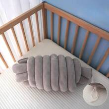 1 Stück Krippen-Umrandung, handgewebte Streifen, Knoten, Brandteig-Zöpfe, stoßfeste weiche Babybett-Umrandung