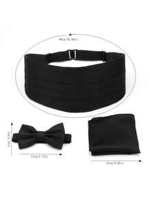 3pcs/Set Holiday Gift Men's Formal Suit Accessories Include Cummerbund + Bow Tie + Pocket Square, Solid Color Groomsman Business Banquet Decor High-End Classic Versatile Gift Box Set