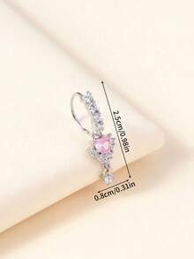 1pc Gold & Pink Heart Shaped Tassel Design Nose Ring, Suitable For Daily Wear For Women - Silver - View 5