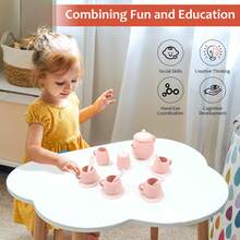 MCGMITT Silicone Tea Set, Tea Party Set For Little Girls Boys, 15 Pcs Dishwasher Safe Pretend Tea Set For Toddlers Kids Age 3-6, Cute Toy Kitchen Accessories For Children Birthday Gifts - Hồng - Xem 3