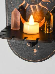 1 pieza de Estantería de pared montada creativa y minimalista (los clavos no están incluidos), disponible en múltiples estilos: libélula, hoja de plátano, mariposa, loto - Accesorio colgante de decoración de pared, estantería de almacenamiento pequeña de madera de bricolaje