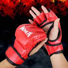 1 par de guantes de boxeo, guantes protectores de kickboxing, guantes de entrenamiento de boxeo con dedos medios, guantes de boxeo MMA para adultos en el gimnasio - Multicolor - Ver 9