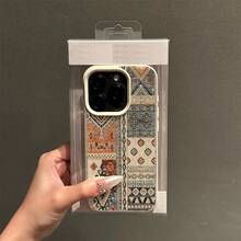 Patchwork Elements Fashion Phone Case Patchwork Fashion 1pc Vintage Plaid Full Screen TPU Phone Case Compatible With IPhone/Compatible With Redmi Phones, International Version, Not The Domestic Version Spring Gift Party - White - View 2