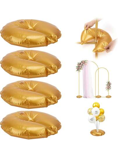 1PC Golden Water Bags For Arch Stands - Heavy-Duty, Fillable Base With Metallic Finish For Weddings, Birthdays & Parties - Thick Plastic, Reusable, Self-Sealing - Perfect For Anniversaries, Gender Reveals & More, Event Decoration | Luxury Golden Bags | Shiny Metallic Finish