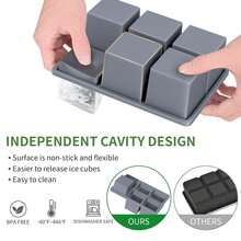 3 Silicone Ice Tray Molds With Anti Overflow Detachable Covers, 2-Inch Large Ice Tray For Refrigerators, Suitable For Summer Kitchen Refrigerators, And For Cooling And Refreshing Beverages - 灰色 - 查看 5