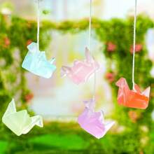 Random5pcs/10pcs/15pcs Micro Landscape Creative Dreamy Night Light Thousand Paper Crane Handmade DIY Decoration Blind Bag Accessories Mini Desktop Ornaments