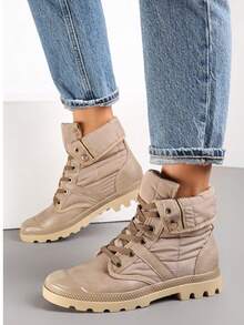 Women's Casual Lace-Up Ankle Boots For Everyday - Beige - View 4