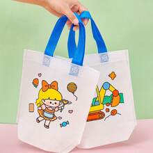 Juego de 5 piezas/10 piezas de bolsas de tela no tejida con estampado de graffiti de colores, bolsas de fiesta con arte de animales de carnaval, reutilizables, para fiestas, regalos, embalaje y almacenamiento, hechas a mano con pintura de graffiti, colores y estilos aleatorios