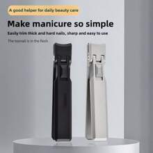 1pc Powder Metallurgy One-Piece Nail Clipper, Extra-Large Opening, Anti-Splash, High Quality, Ergonomic Design, Professional Grade, Easy Grip, Sharp And Durable Nail Clipping Tool, Suitable For Thick And Hard Fingernails And Toenails - Minimalist Style