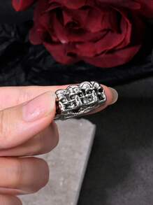 1 pieza Anillo de estilo gótico punk, retro, hip hop con diseño de calavera, adecuado para uso diario, fiestas, festivales de música, Halloween
