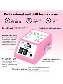 Professional Nail Art Drill Set, Electric Nail Drill Machine, Nail Grinding Machine, Gel Exfoliating Machine, Nail Grinding, Filing And Polishing Tools - US A Type Plug(110-127V) - View 3