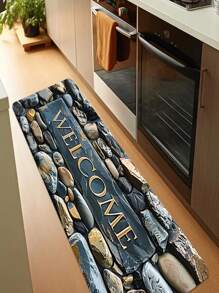 1/2pcs Welcome Home Pebble Printed Pattern Floor Mat - Non Slip Floor Mat, Suitable For Indoor/Outdoor Use, Perfect For Entranc Mats, Kitchen Mats, Laundry Room Mats, Bathroom Mats, Living Room Mats, Etc., Washable Area Mats