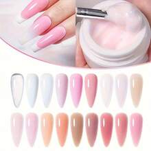 6 Colors 15ml UV Cured Nail Extension Adhesive - Crystal Clear, White, Milky Jelly, Light Pink, Pink, Nude - Smooth, Alcohol-Free, Quick-Drying, Perfect For Nail Art And Salon Use- An Easter Gift For Girls With Nail - 彩色 - 查看 3