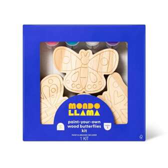 3pk Paint-Your-Own Wood Butterfly Set - Mondo Llama ™ : Kids Craft Kit With Acrylic Paints & Brushes,