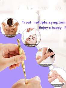 1 Piece Of Brass Acupressure Bar, Eye, Facial, Meridian, Acupoint, Foot, Stainless Steel Acupressure Pen, Massage Board, Universal For The Whole Body - Multicolor - View 4