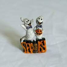 Decoração de casa de resina para Halloween - miniaturas de fantasmas, morcegos e abóboras