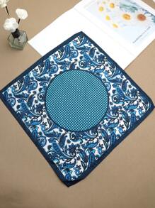 1pc Men's Floral Geometric Pocket Square/Handkerchief, Suitable For Suits, Business, Street Style
