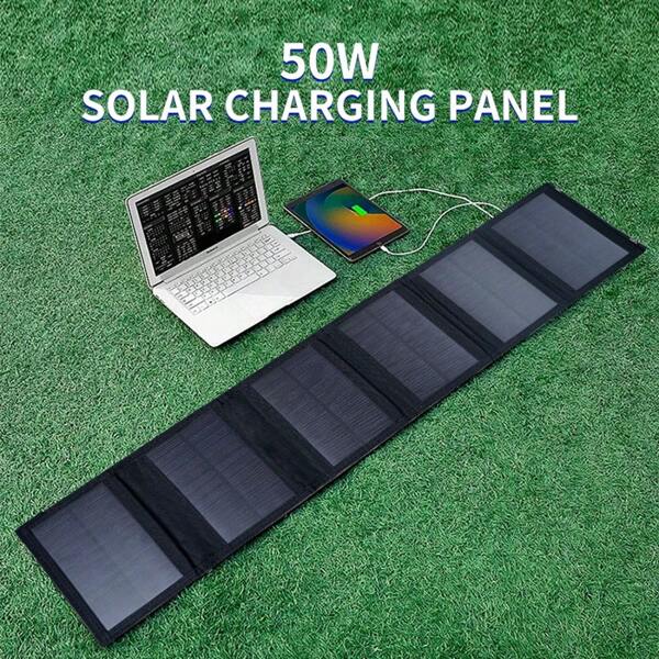 50W tragbares faltbares Solarmodul, Outdoor Solarladegerät für Notfälle, Camping, Reisen - kompatibel mit Handys, Taschenlampen, Ventilatoren