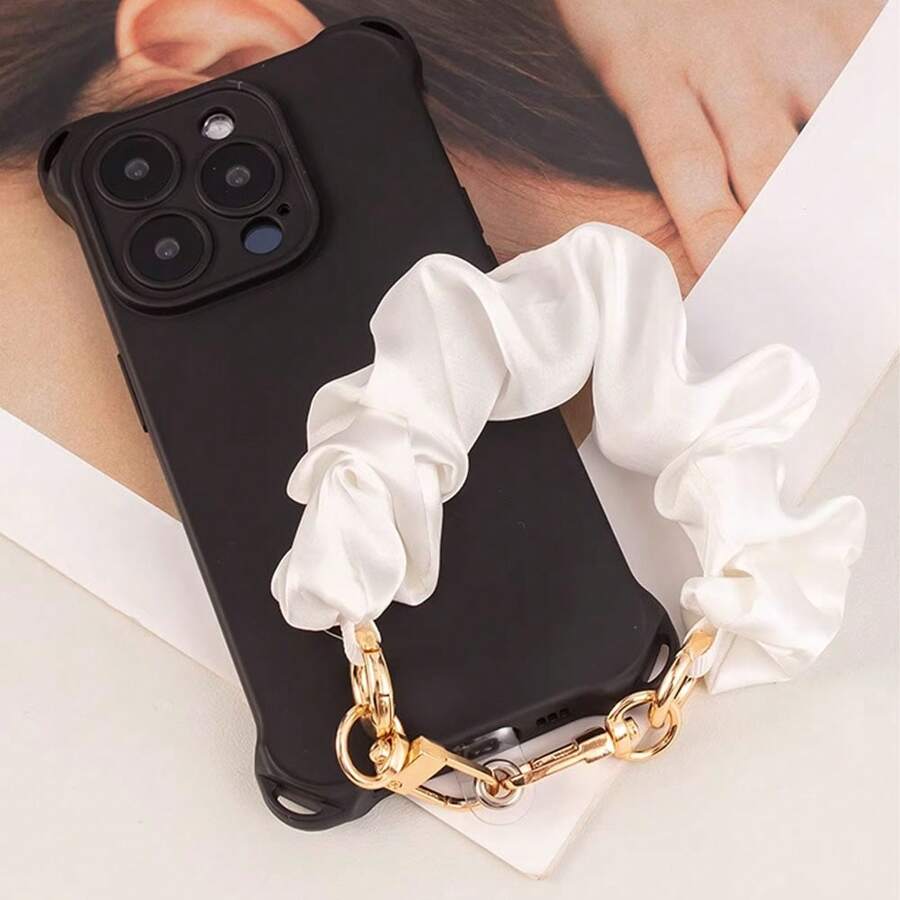 Short Phone Chain Wrist Strap With Big Coil Phone Case Holder
