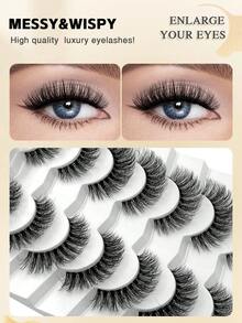 ENCHUW 7对装自然3D透明假睫毛，仿貂毛材质，蓬松柔软，适合日常佩戴