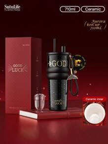 Vaso térmico de gran capacidad de 500ml/700ml/710ml - Taza de café de acero inoxidable con tapa, vaso de viaje para bebidas calientes y frías, compatible con portavasos de coche, material, tapa con boquilla y soporte para pajita, banda de silicona antideslizante para sujetar, portátil para exteriores, camping, oficina, regalo de botella de agua para novia, estudiante, vuelta al cole para niños