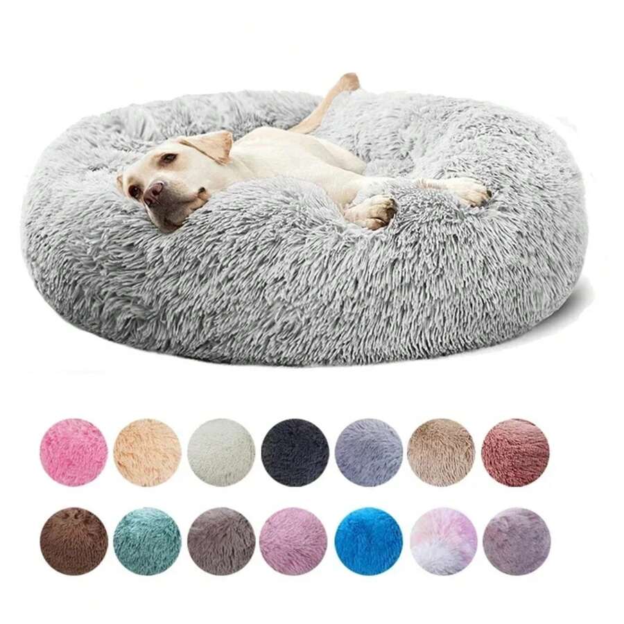 Cama para mascotas súper suave, tamaño completo, lavable, cama tipo dona cómoda y acogedora, adecuada para el invierno - Fruta verde - Ver 1