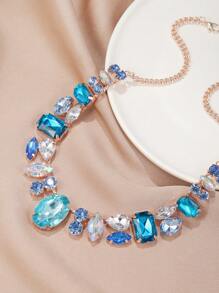 1pc Women Artificial Crystal Chain Necklace, Suitable For Formal Occasions