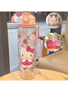Sanrio (Authorized) Sanrio Hello Kitty Kuromi Melody Jade Guigou 800ml/27 Oz Cartoon Transparent Sports Water Bottle, Leak Proof, Portable, Drop Proof, Comes With Pop Up Lid, Suitable For Exercise, Slow Running, Gifts For Her, Birthday Gifts, Graduation Season, Summer Travel Accessories, Etc