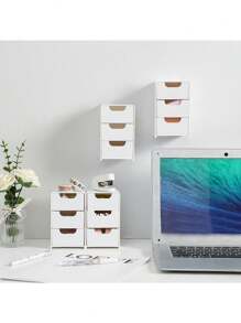 1/2 Stücke/Set, 3-stufiger Make-up-Organizer aus Kunststoff mit Schubladen – kompakte Kosmetik-Aufbewahrungsbox für die Arbeitsplatte für Schmuck und Bürobedarf – nicht elektrischer Schreibtisch-Organizer für den Schulanfang