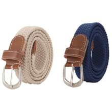 2-Pack Stretch Braided Belts For Women & Men - No Buckle Invisible Waistband With Canvas Vintage Design, Elastic Belt For Jeans/Dress Pants, Multicolor Casual Unisex Accessories Fall, Autumn, Halloween