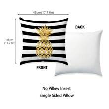 4pcs Black & White Striped, Gold Pineapple, Flamingo, Green Watercolor Leaves, Gold Heart, Printed Pillow Covers [No Pillow Insert], 17.7*17.7in (45*45cm), [Single-Sided Printing] Polyester Throw Pillow Covers For Sofa, Bed, Living Room, Bedroom, Car, Office, Hotel Decoration, Suitable For All Seasons, Perfect Gift For Family And Friends