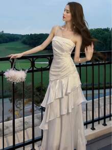Vestido de verano elegante para mujer sin mangas, tipo ajustado, escote de tirantes finos, ideal para fiestas de cumpleaños, eventos nocturnos, playa o vacaciones