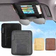 Car Sunshade Storage Bag, Sunglasses Holder Suitable For Car Sunshade PU, Car Interior Accessories Storage, Travel Document Holder Suitable For Car Glasses Clip Bag, Card Bag, ID Clip, Ticket, Business Card, Interior Storage Bag