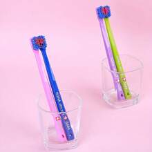 2 piezas Cepillos de dientes manuales de cerdas suaves suizos, cabezal compacto, cerdas de polipropileno, sin olor, protección de las encías, alta densidad antimicrobiana, adecuados para adultos y parejas